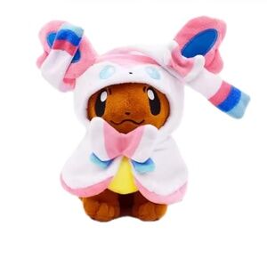 Pokemon Eevee Plush with Sylveon Costume Hoodie – 20cm Collectible Toy, Cute